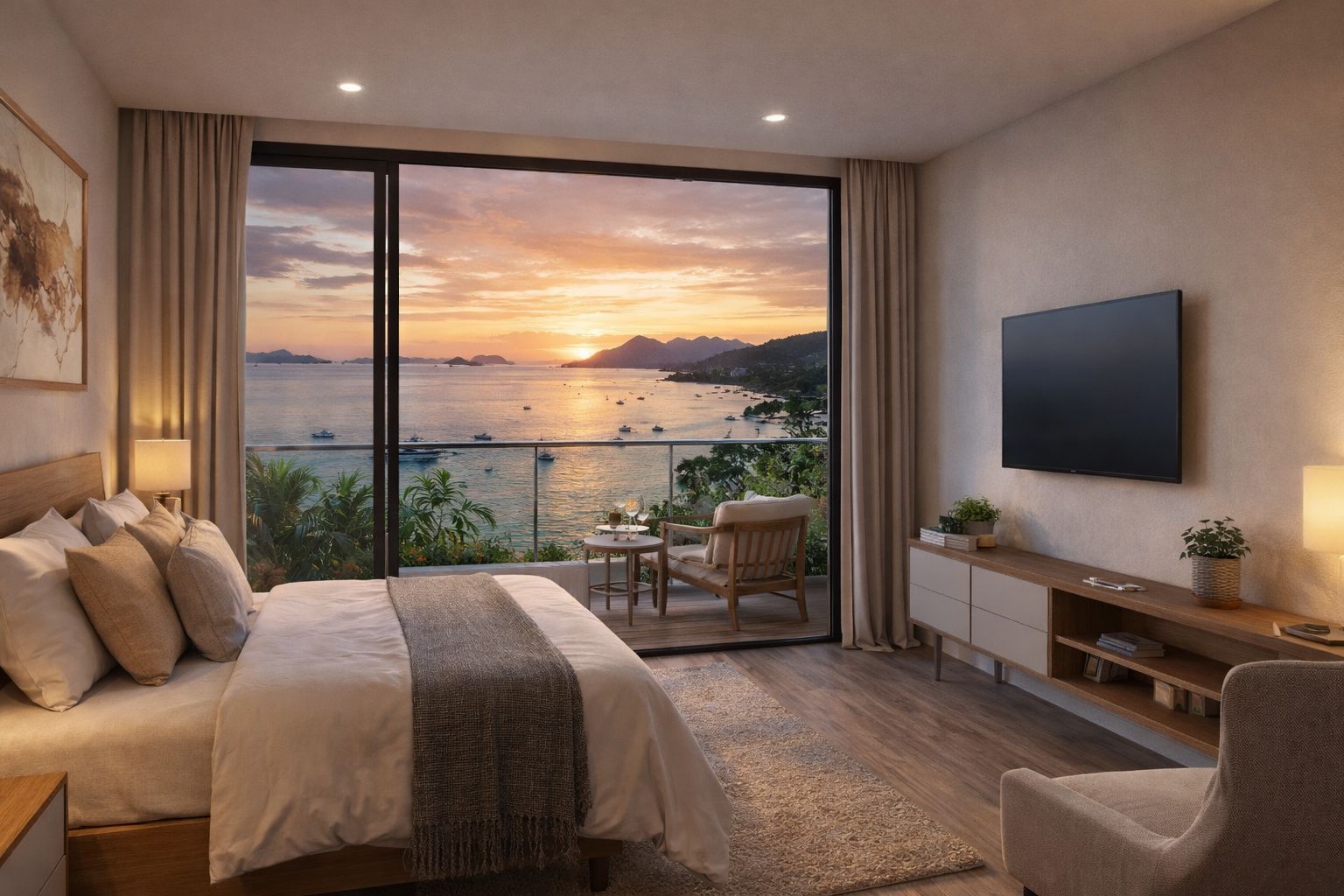 Akasha Residence al atardecer