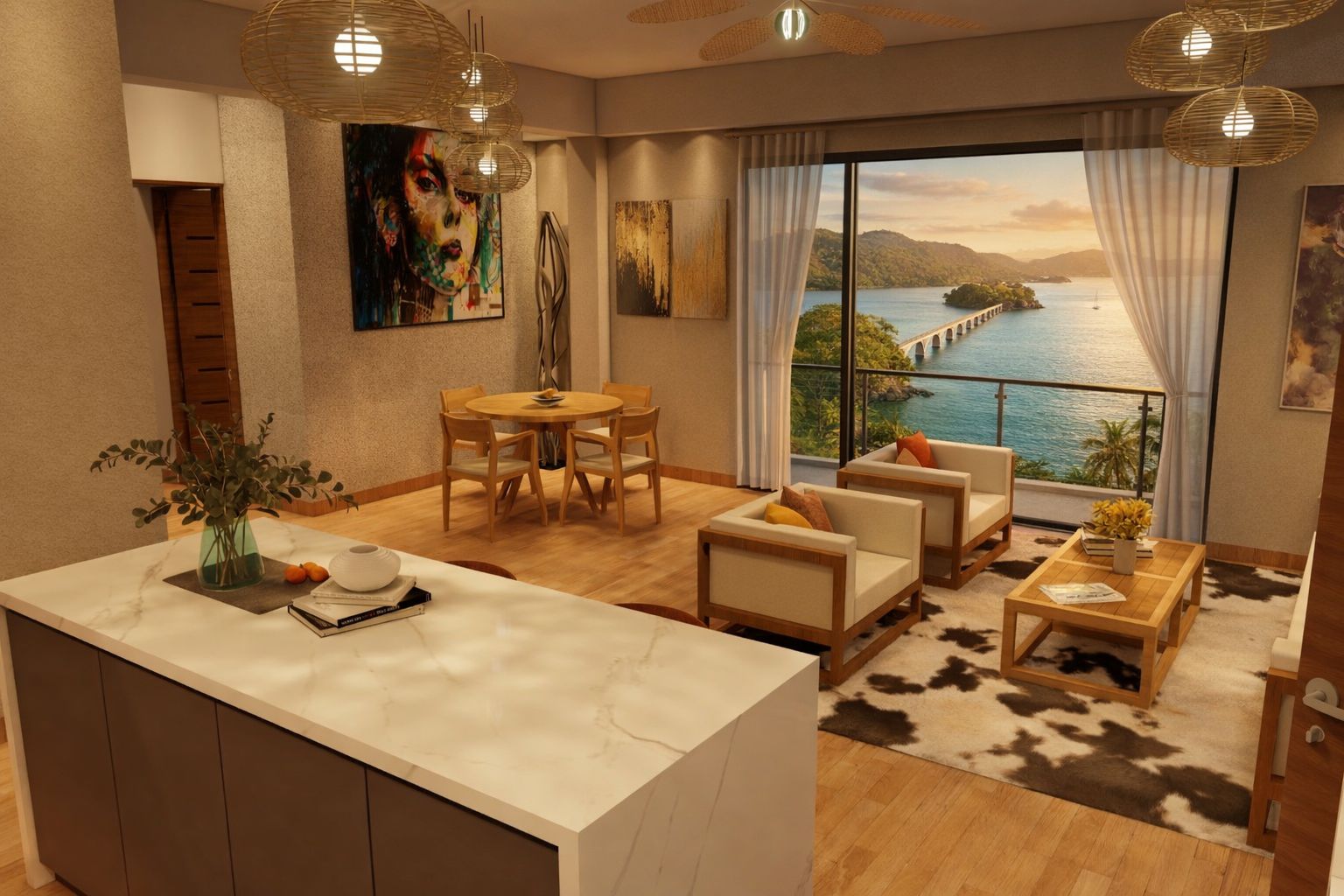 Dormitorio con vista al mar